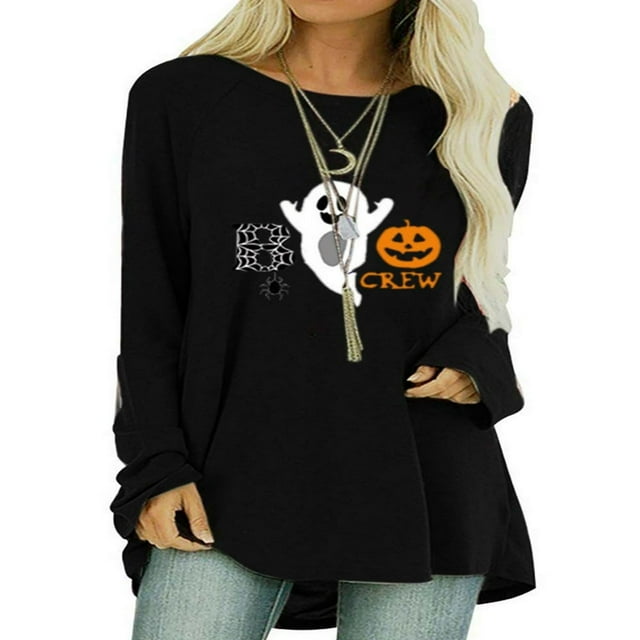 Tunique à Manches Longues pour Femmes T-Shirts d'Halloween Blouse Ample Chandail Décontracté