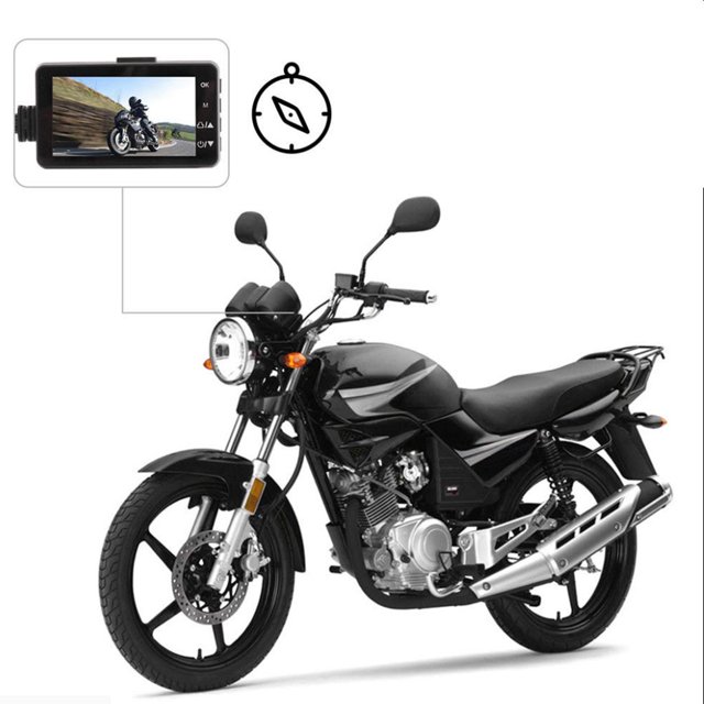 Motocicleta 3 '' LCD + 140 degree Cámara impermeable dual Soporte Grabación de sincronización de video Cola Grabadora de cámara de motocicleta