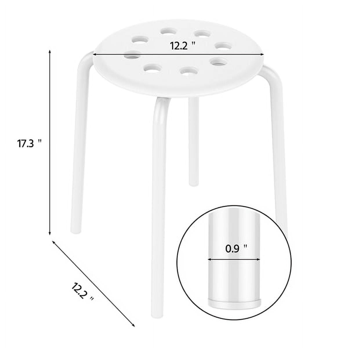 Alden Design Set of 5 Plastic Stack Stools Round Bar Stools, White