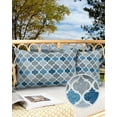 thumbnail image 3 of Morocco Geometric Quatrefoil Plaid Outdoor Pillow Covers Waterproof Throw Pillow Cover 20x12 Set of 2,Rectangle Decorative Pillowcases Cushion Case for Patio Sofa Couch,Blue and Grey Lattice on Linen, 3 of 7