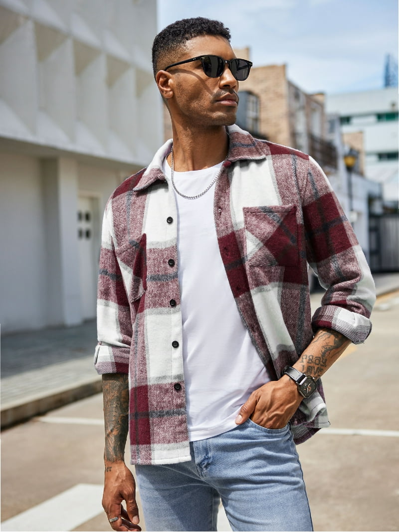 Black And White Flannel Men COOFANDY Men Flannel Jackets Full Zip