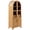 Natural, variant on 71" Tall Arched Kitchen Pantry Cabinet with Door Shelves, Farmhouse Kitchen Storage Cabinet with Open & Adjustable Shelves, Hidden Drawer & Glass Door, Cupboard for Kitchen, Dining Room, White