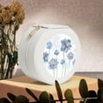 thumbnail image 6 of Yiaed Pale Blue Lotus Flowers Print Travel Jewelry Case Bridesmaid Gift Boxes Jewelry Travel Organizer Small Round Jewelry Box Mini Storage-White, 6 of 7