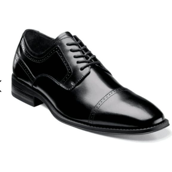 Men's Stacy Adams Shoes Waltham Leather Cap Toe Oxford Black 20138-001