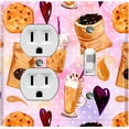 thumbnail image 1 of Metal Light Switch Wall Plate Outlet Cover (Coffee Mocha Espresso Grounds Cookie Sugar Treats Love Caramel Shake Pink Polka Dots - Single Duplex Single Toggle), 1 of 2