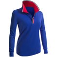 thumbnail image 2 of CLOVERY Women's Activewear 2-Button Long Sleeve Point Collar Polo Shirt (S-3XL), 2 of 5