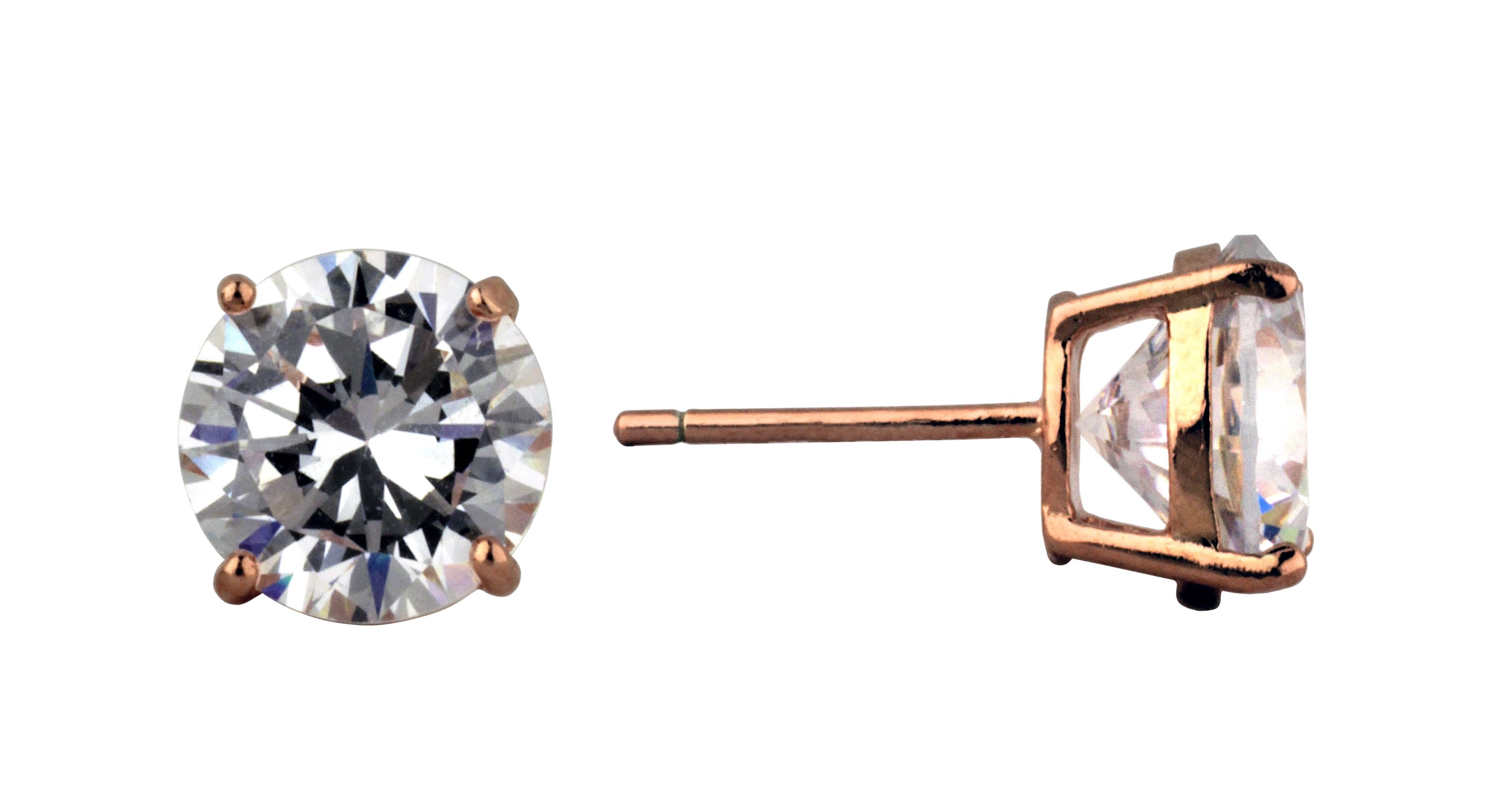 Brilliance Fine Jewelry Women's Simulated Diamond Two Tone Earring Set in Rose Gold Flash Plated Sterling Silver
