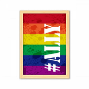 Ally LGBT Rainbow Pattern Decorative Wooden Painting Home Decoration Picture Frame A4