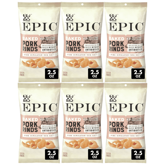 Epic Baked Pork Rinds - Himalayan Sea Salt 2.5oz (6-Pack)