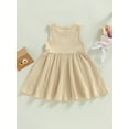 thumbnail image 5 of Baby Kids Girl’s Dress, Sleeveless Crew Neck Solid Summer A-line Dress for Casual Daily, 5 of 9