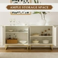 thumbnail image 6 of Joyyskill Fluted Storage Cabinets Set of 3, Sideboard Buffet Cabinet with Adjustable Shelves, Multifunctional Console Table Accent Cabinet, White, 6 of 7