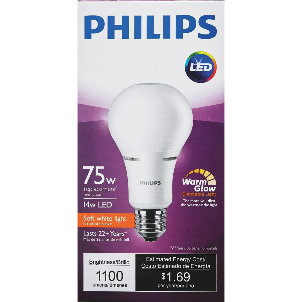 Philips LED Light Bulb, A21, Warm White, 75W Equivalent, 1 Ct - Walmart .