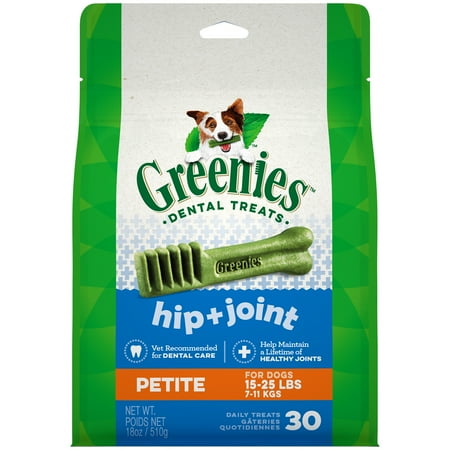 Greenies Hip and Joint Petite Dental Dog Treats, 18 oz Pack (30 Treats)