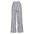 thumbnail image 3 of USNSM Striped Pants for Women Wide Leg Casual Trousers Pants High Waisted Drawstring Loose Lounge Pants with Pockets Blue XXL, 3 of 5