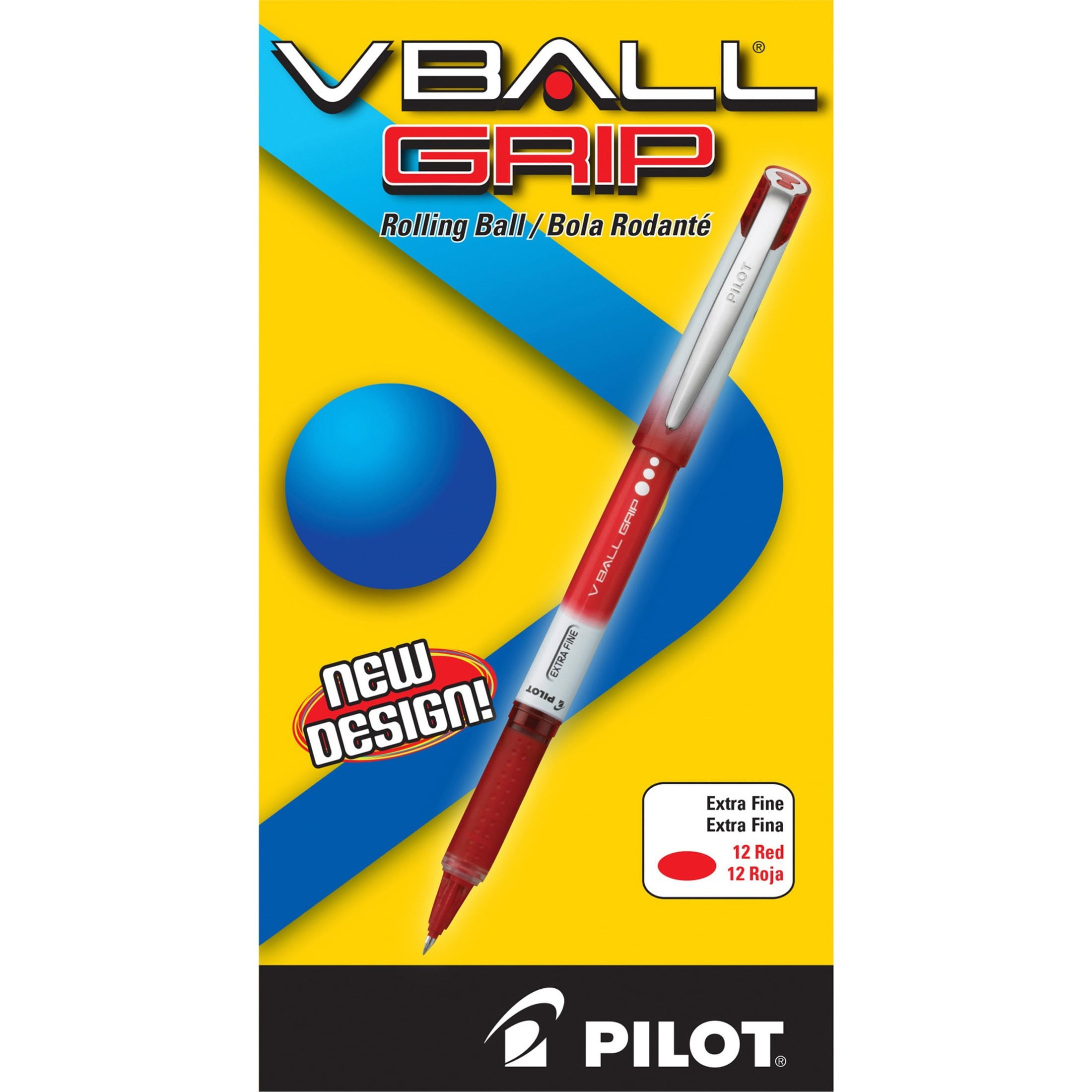 3 x Pilot V BALL RUBBER GRIP 1.0mm Tip PEN RED INK