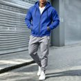 thumbnail image 4 of Mens 2 Piece Suits Full Zipper Drawstring Hooded Sweatshirts Elastic Waist Joggers Solid Color Fashion Comfy Outfits Blue S, 4 of 7
