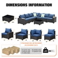 thumbnail image 2 of TerraRelax 8 Pieces Patio Furniture set All-Weather Outdoor Wicker Sectional Conversation Sofa Rattan patio seating sofa with cushion and Glass Table and Ottoman for Porch Poolside,Navy, 2 of 7