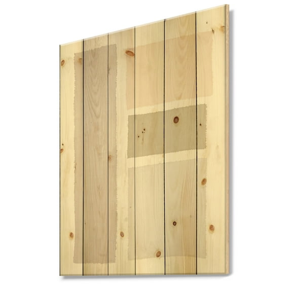 Designart 'Painted Simple Form Neutral on White' Modern Geometric Print on Natural Pine Wood