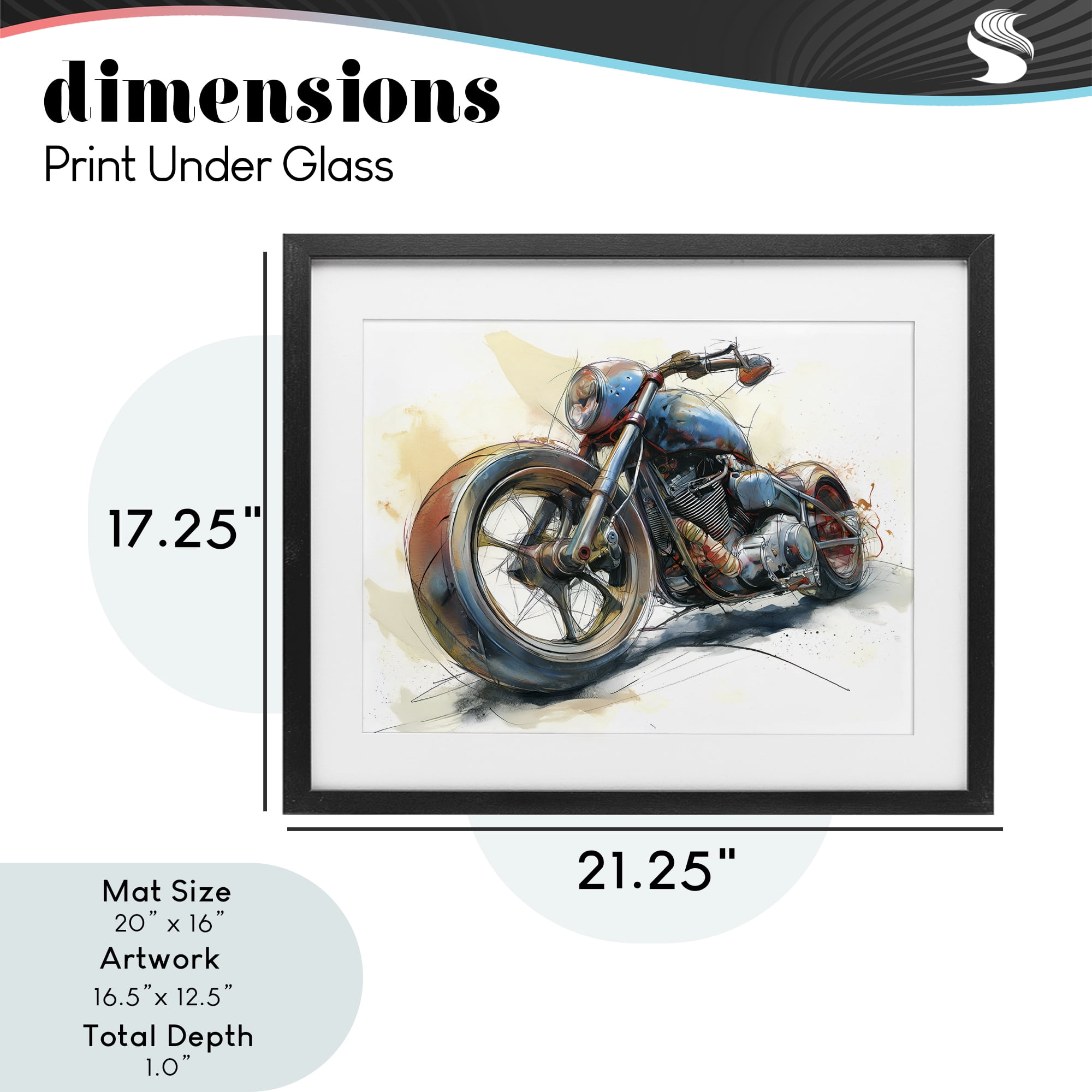Stupell Industries Whimsical Motorcycle Concept Black Framed Print Under Glass, design by Steve Hunziker