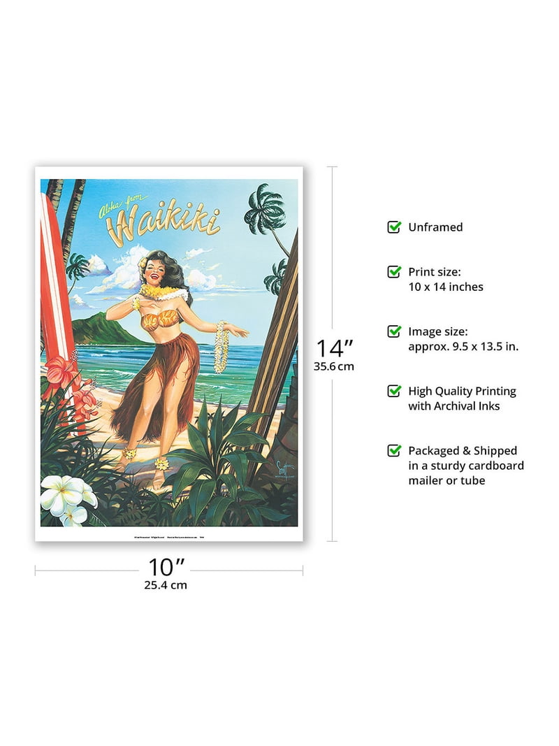 Aloha from Waikiki - Hula Girl Dancer - From an Original Color
