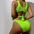 thumbnail image 5 of Conjunto de Bikini de 4 piezas para mujer, traje de baño de manga larga con falda plisada, color azul, estilo coreano, 5 of 5