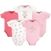 Hudson Baby Girls 0-12 Months Ballerina Bodysuit 5-Pack Set (Pink 0-3 Months)