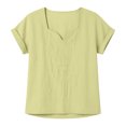 thumbnail image 3 of cocolona Linen Tops for Women Summer Solid Color V Neck Short Sleeve Shirts Dressy Casual Blouses, 3 of 6