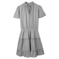 thumbnail image 1 of WTXUE Robes, Robe à Volants Manches Courtes Col en V, Femmes Printemps Été Volants Robe Décontractée Unie Ligne A Mi-Longue Femmes, Gris Taille m, 1 of 9