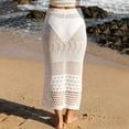 thumbnail image 7 of Hesxuno Women's Crochet Cover Up Skirt High Slit Beach Long Skirt Bathing Suit Swim Coverups Breathable Bikini Wrap Skirt White S, 7 of 7
