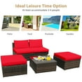 thumbnail image 4 of Costway 5-Piece Wicker Outdoor Patio Dining Set with Cushions, Red, 4 of 11