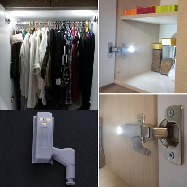 Luz LED universal con sensor de bisagra de 0,25 W para armario, cocina, dormitorio (blanco)