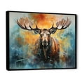 thumbnail image 2 of Designart "Colorful Moose Majestic composition II" Animals Floater Framed Wall Art Living Room, 2 of 7