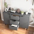 thumbnail image 3 of Sideboard Buffet Cabinet with Storage, Wood Coffee Bar Cabinet, 47.2" Kitchen Cabinet with 3 Drawers & 2 Doors, Kitchen Buffet Cabinet Cupboard (Gray), 3 of 11