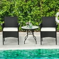 thumbnail image 3 of Gymax 2PCS Patio Rattan Arm Dining Chair Cushioned Sofa Furniture Black, 3 of 9
