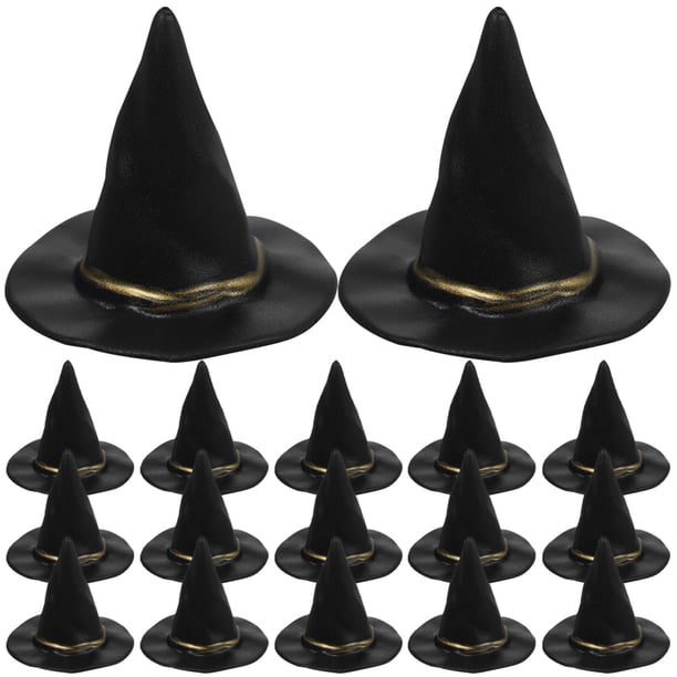 48 Uds Mini sombreros de bruja de Halloween sombreros de fiesta de Halloween sombreros de botella de vino casa de muñecas modelo de sombrero de bruja
