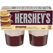 Hershey's S'mores Ready-to-Eat Pudding Cups Snack with Milk & Real Cocoa, 4 ct Cups