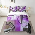thumbnail image 2 of YST Ombre Purple Grey Bed in a Bag Queen Size,Oil Painting Circles Comforter Set Bedroom Decor,Modern Geometric Stripes Lines Down Comforter,Abstract Grunge Artwork Fitted Sheet 7 Pcs, 2 of 5