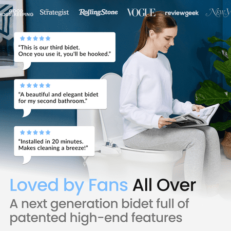 LUXE Bidet NEO 320 Plus – Warm Water Bidet Attachment, EZ-Lift Hinges, 360° Self-Clean (Chrome)