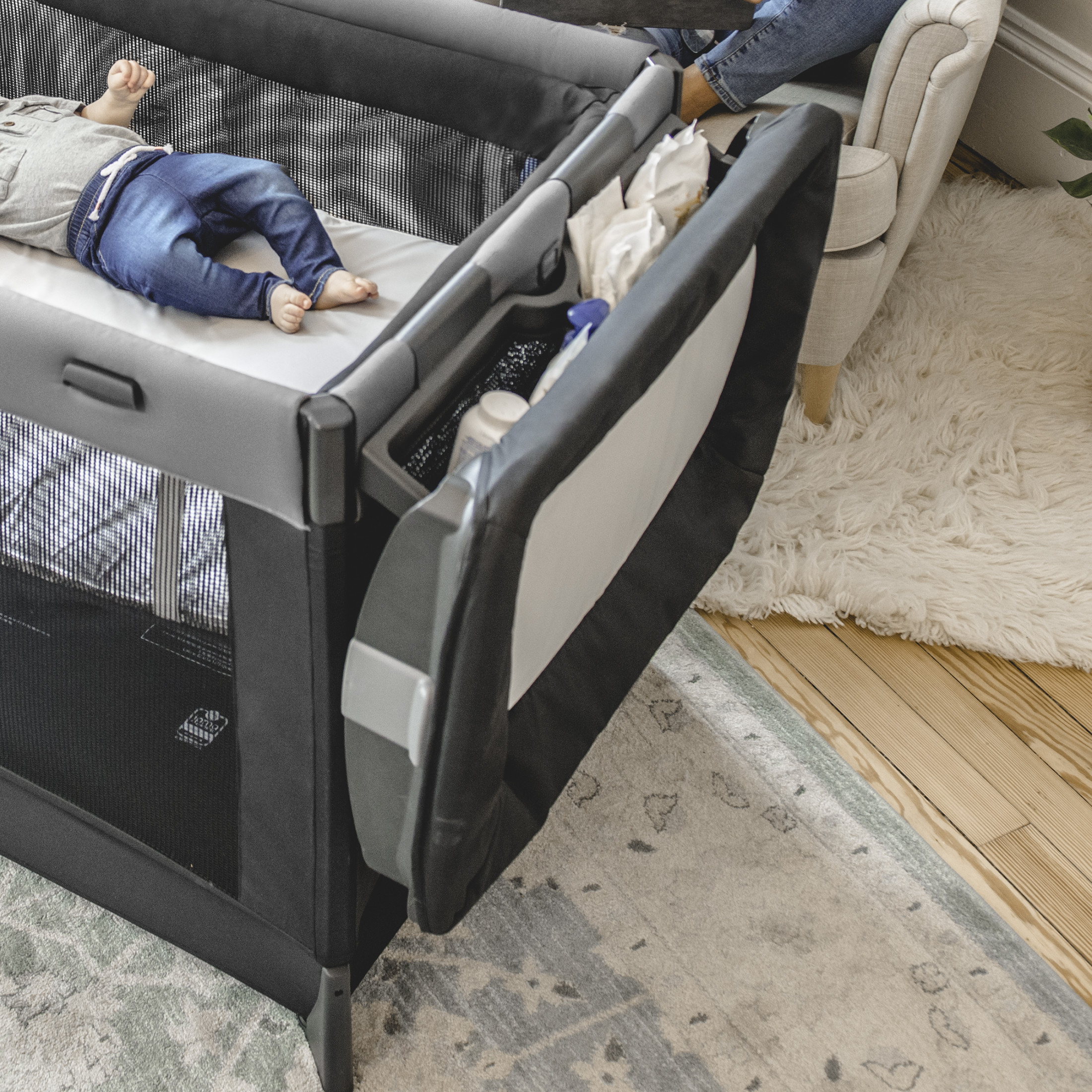 Chicco Lullaby All-in-One Portable Playard with Bassinet and Snap-on Changer - Camden (Black) - image 5 of 10