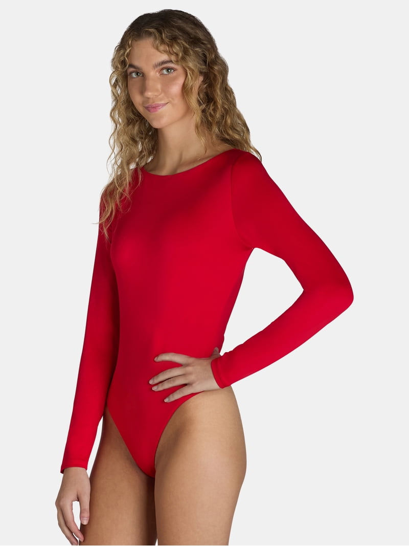 Madden NYC Women's Boatneck Bodysuit Long Sleeves XS-XXL Smoothing