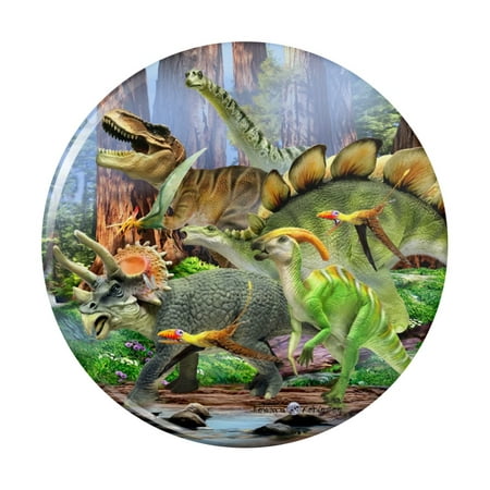 

Triceratops T-Rex Stegosaurus Jurassic Dinosaurs Kitchen Refrigerator Locker Button Magnet