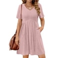 thumbnail image 4 of Fantaslook Short Sleeve Dresses for Women V Neck Summer Midi Dresses Empire Waist Tunic Casual Dress with Pockets, 4 of 8