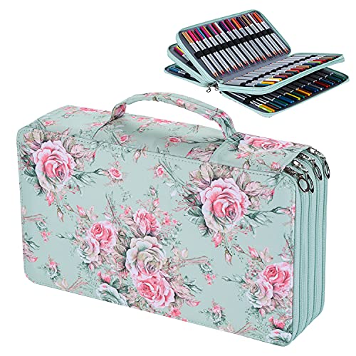 VTYHYJ 300 Colored Pencils Organizer Pencil Case Holder with Zipper Closure PU Leather Pencil