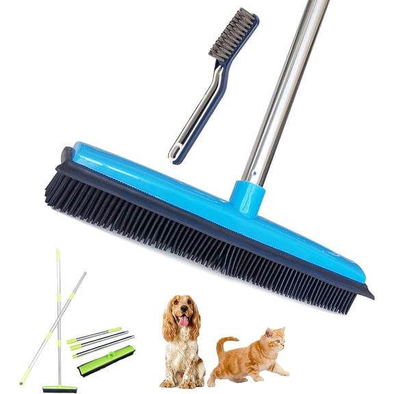 Petibo Pet Broom, Petibo Pet Fur Removal Broom, Petibopet Pet Hair Removal Broom, Rubber Carpet Broom Dog Hair Broom, Hair Broom for Carpet, Adjustable Handle Carpet Rake for Pet Hair Removal