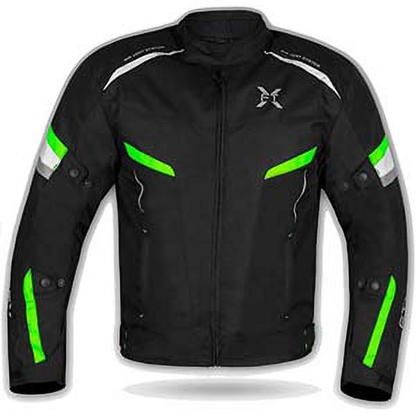 FTX Motorcycle Jacket For Men Waterproof Riding Jacket Textile Windproof Men's Safety Jacket Textile Motorbike CE Armored All Season Hi-Vis Reflective Jacket (Black/Yellow Fluorescent, xx_l)