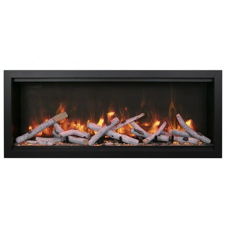 

Amantii Symmetry Series Bespoke Extra Tall 74-Inch Built-In Electric Fireplace with Remote 6-Piece Driftwood Media