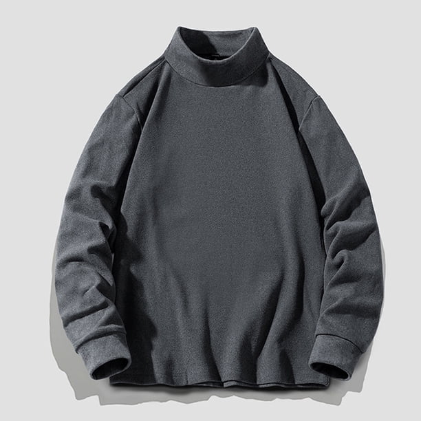 pstuiky camisa de manga larga para hombre, Camisa informal de manga larga con cuello alto y color liso para hombre, blusas de manga larga con cuello redondo, camisetas y tops top de hombre xxl