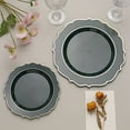 thumbnail image 5 of BalsaCircle 10 Hunter Green 10.5" Round Plastic Dinner Plates Gold Scalloped Rim, 5 of 8