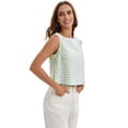 thumbnail image 3 of DARING DIVA Women's Gingham Summer Crop Tank Tops Button Back Sleeveless Shirts M Green, 3 of 7