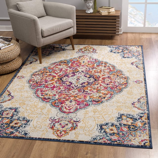 eRug Outlet Savannah Collection Traditional Area Rug (5x8 feet) - 5'3" x 7'7", Cream
